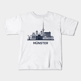 Skyline emblem of Münster, city in North Rhine-Westphalia, Germany Kids T-Shirt